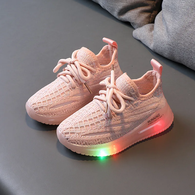 Size21-30 Children\'s Sneakers LED Lights Glow Girls Sports Shoes Boy Baby Toddler Shoes Non-slip Breathable Fashion Kids Shoes