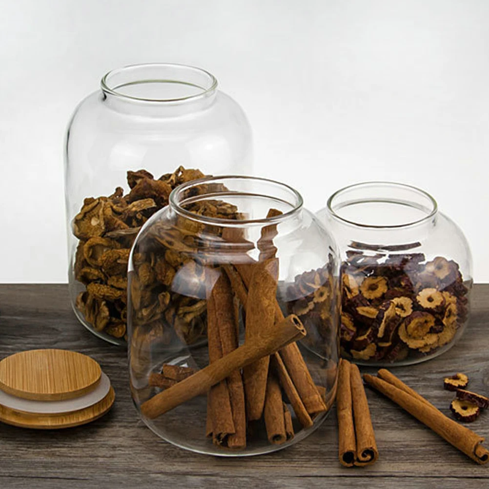 

Borosilicate Glass Storage Tank 900 Ml Bamboo Lid Jar Grain Container Snack ganizer Spice Holder Home Kitchen Storage Tea