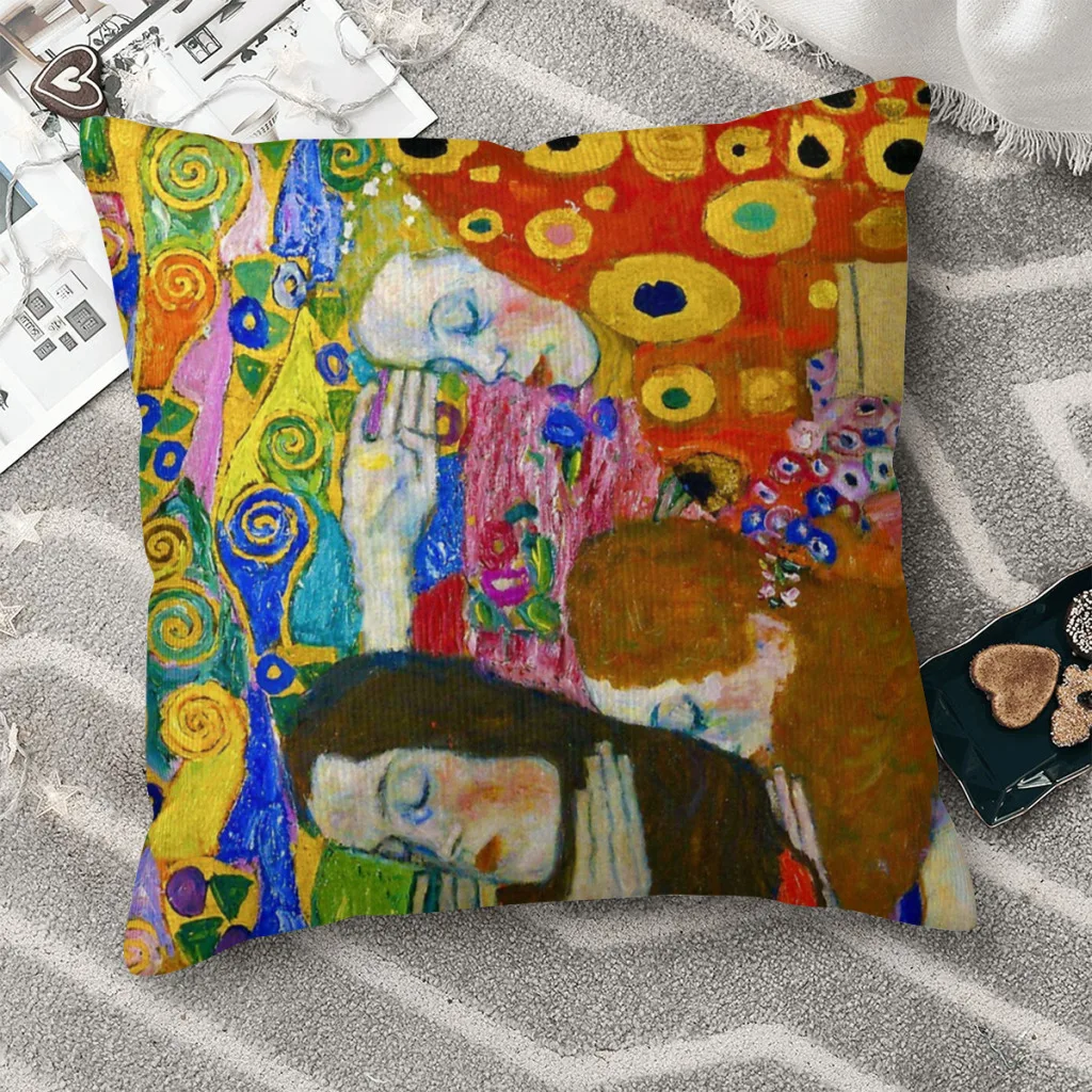 Gustav Klimt Cojines Throw Pillow Case  Cushion Home Sofa Chair Print Decorative Coussin