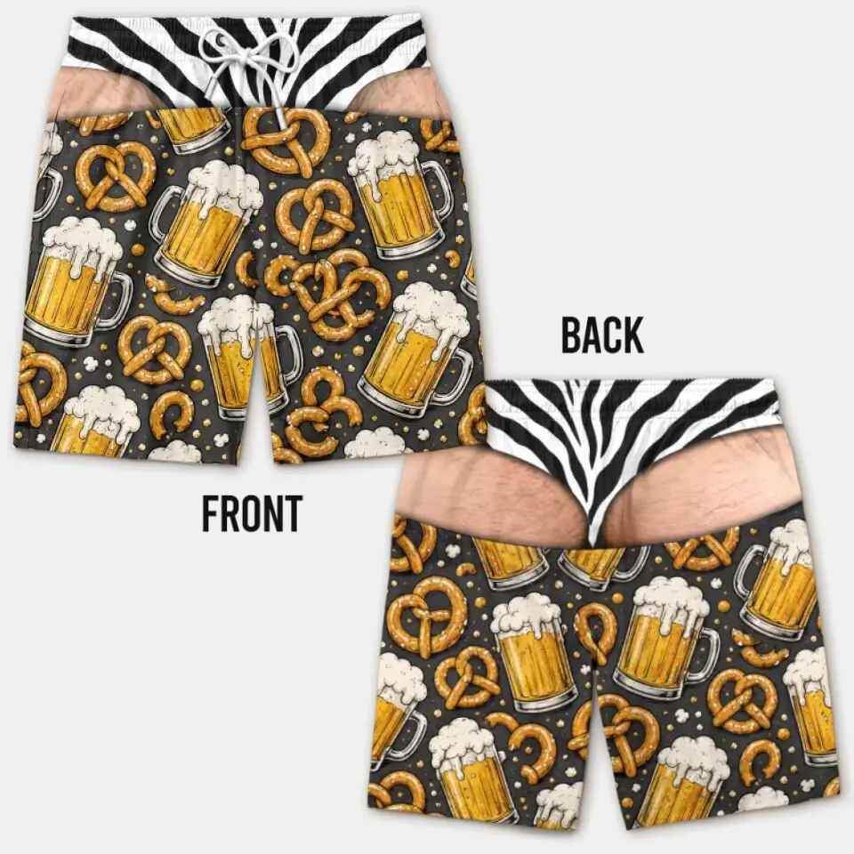 Men Funny 3D Fake Butt Beach Shorts Multi Pattern Print Quick Dry Swim Trunks Summer Holiday Party Novelty Swimwear for Men