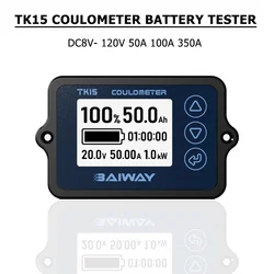 K15 Coulometer wskaźnik naładowania baterii Test baterii DC8V- 120V 50/100/350A dla sprzętu E-bike/deskorolka elektryczna/maszyna czyszcząca