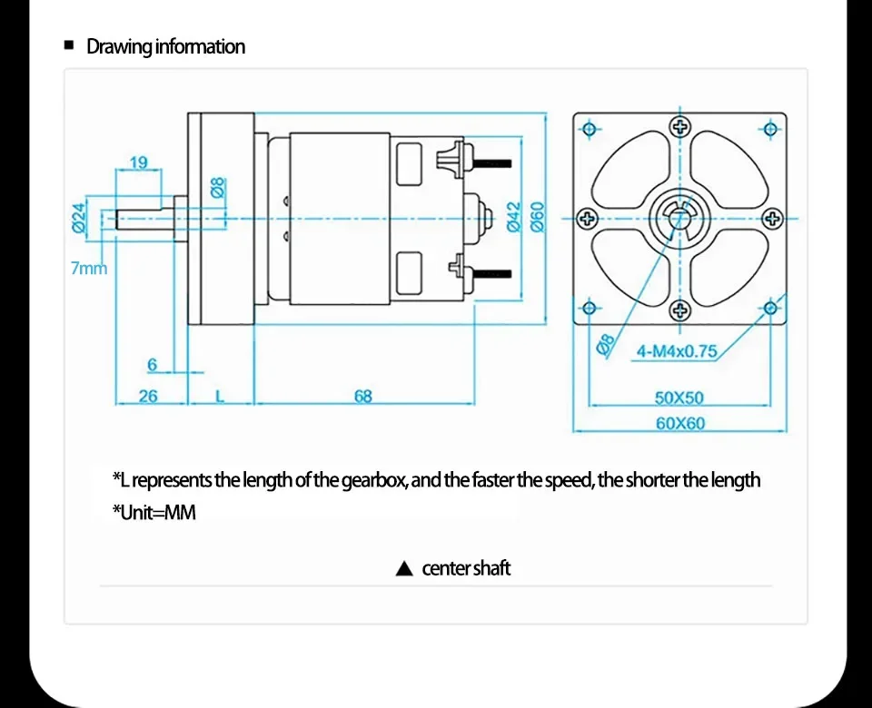 60GA775 12V Dc Gear Motor 24V High Torque Dc Motor 35W Permanent Magnet Motor Adjustable Speed 775