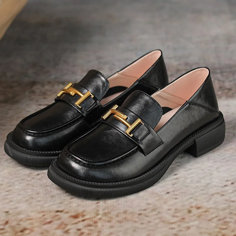 

Platform Metal Decoration Loafers Pumps Sexy Square Toe Square Heel Slip On New Arrivals Fashion Women Runway Shoes