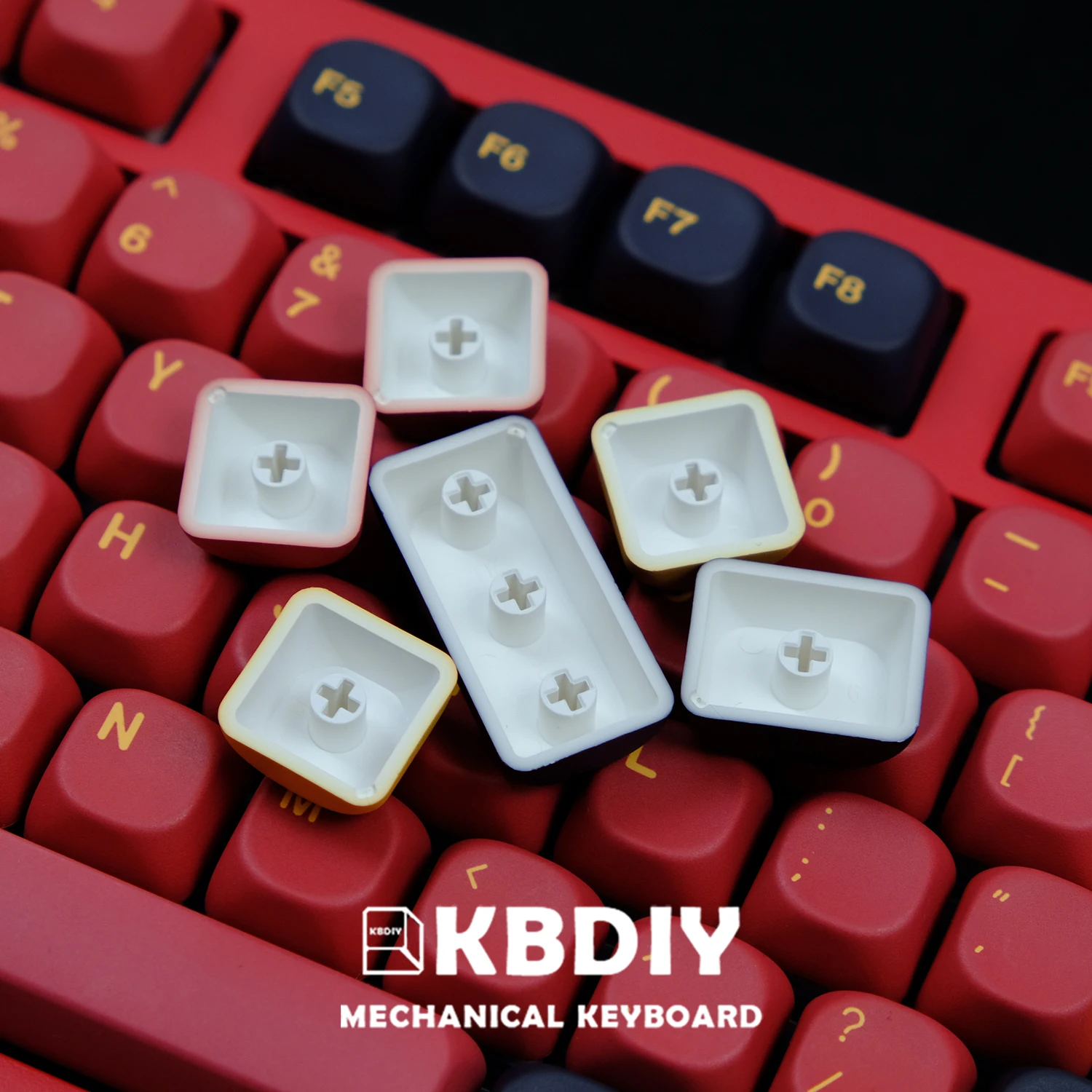 Imagem -04 - Kbdiy-vermelho Samurai Keycap para Teclado Mecânico Gmk Keycaps Cinco Lados Sublimação Similar Moa Pbt Perfil Koa 130 Teclas por Conjunto Gmk