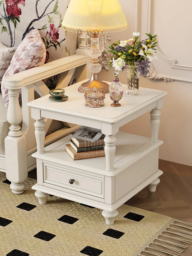 Taomeiting American white all-solid wood edge few sofa square few simple beauty cream style living room log small coffee table c