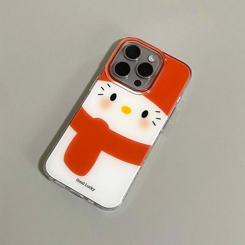 Sanrio Hello kitty bufanda roja funda de teléfono apple funda de teléfono Kawaii bonita funda de iPhone para iPhone 12 13 14 15 16 Pro Max regalos nuevos