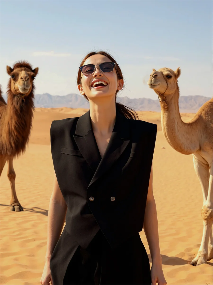 صدريات نسائية سترات نمط المال القديم قمة الخريف الأسود شيك الكورية خفيفة الوزن بلا أكمام زر متابعة الجبهة بسيطة الحديثة