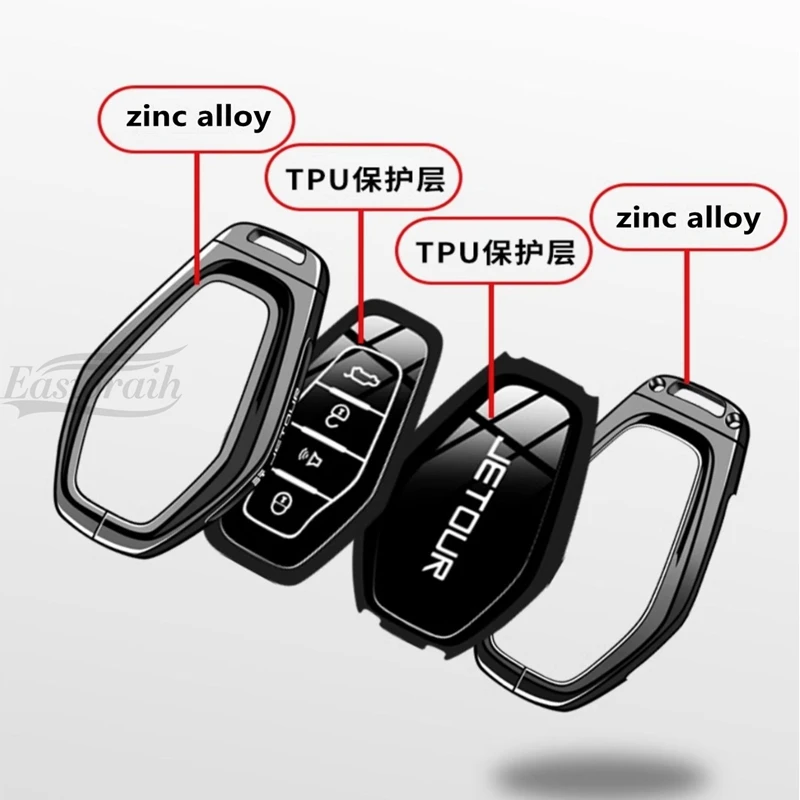 Auto Zubehör Zink-legierung TPU Schlüssel Fall Abdeckung Halter Für Chery Jetour Reise Drehen Pelz DASHING X-1 Pluskey X70 X90 X95 Smart Key – Detail 2