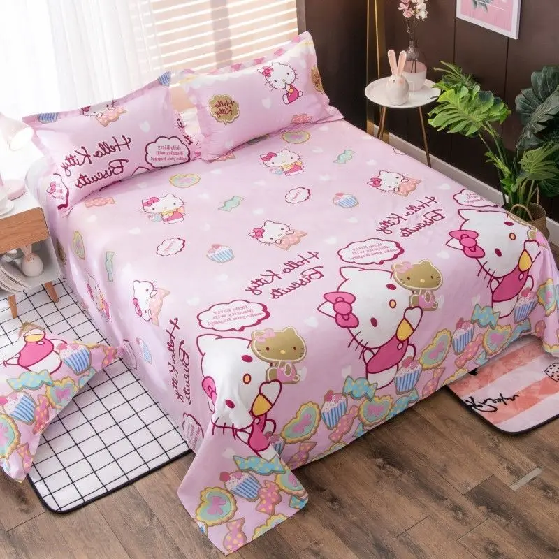 

New Cartoon Kawaii Hello Kitty Sheet Pure Cotton Single Piece 100% Cotton Animation Child Hello Kitty Campus Home Style Sheet