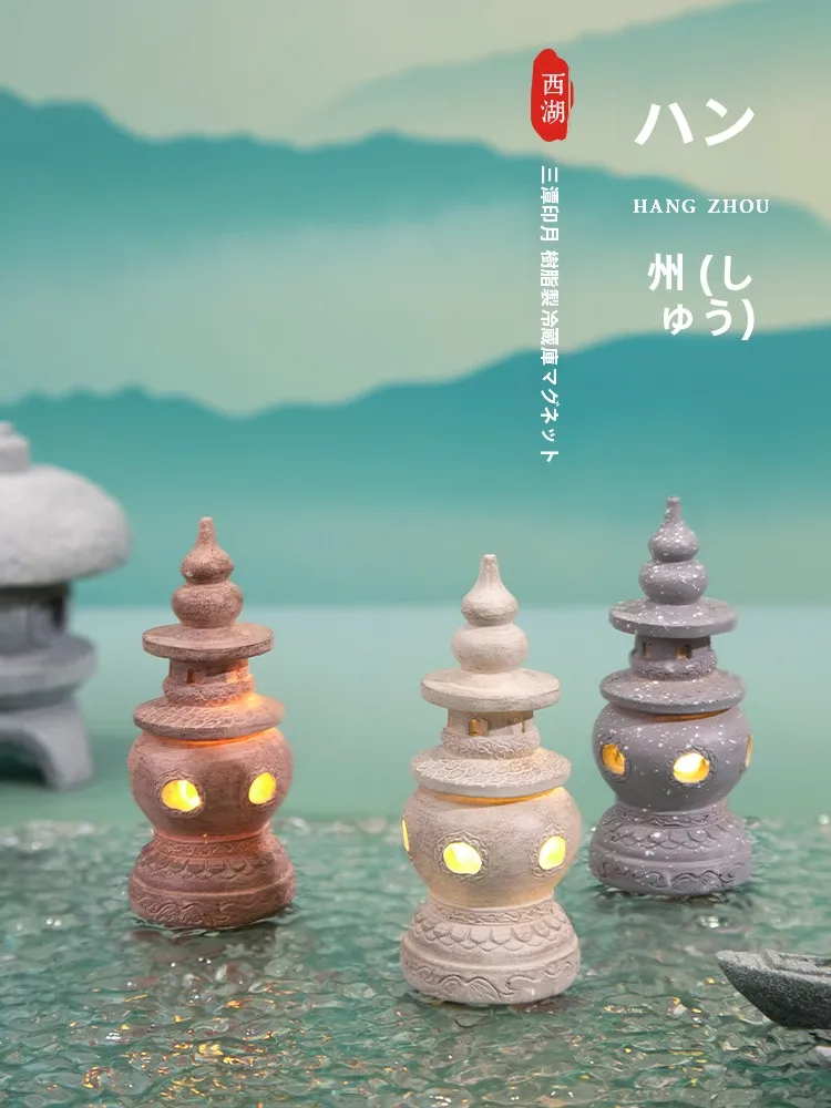 

Сувенирный магнит на холодильник из смолы с ночным светом, изображением луны и отражений, декоративный, милый, культурный подарок для туристов, Ханчжоу