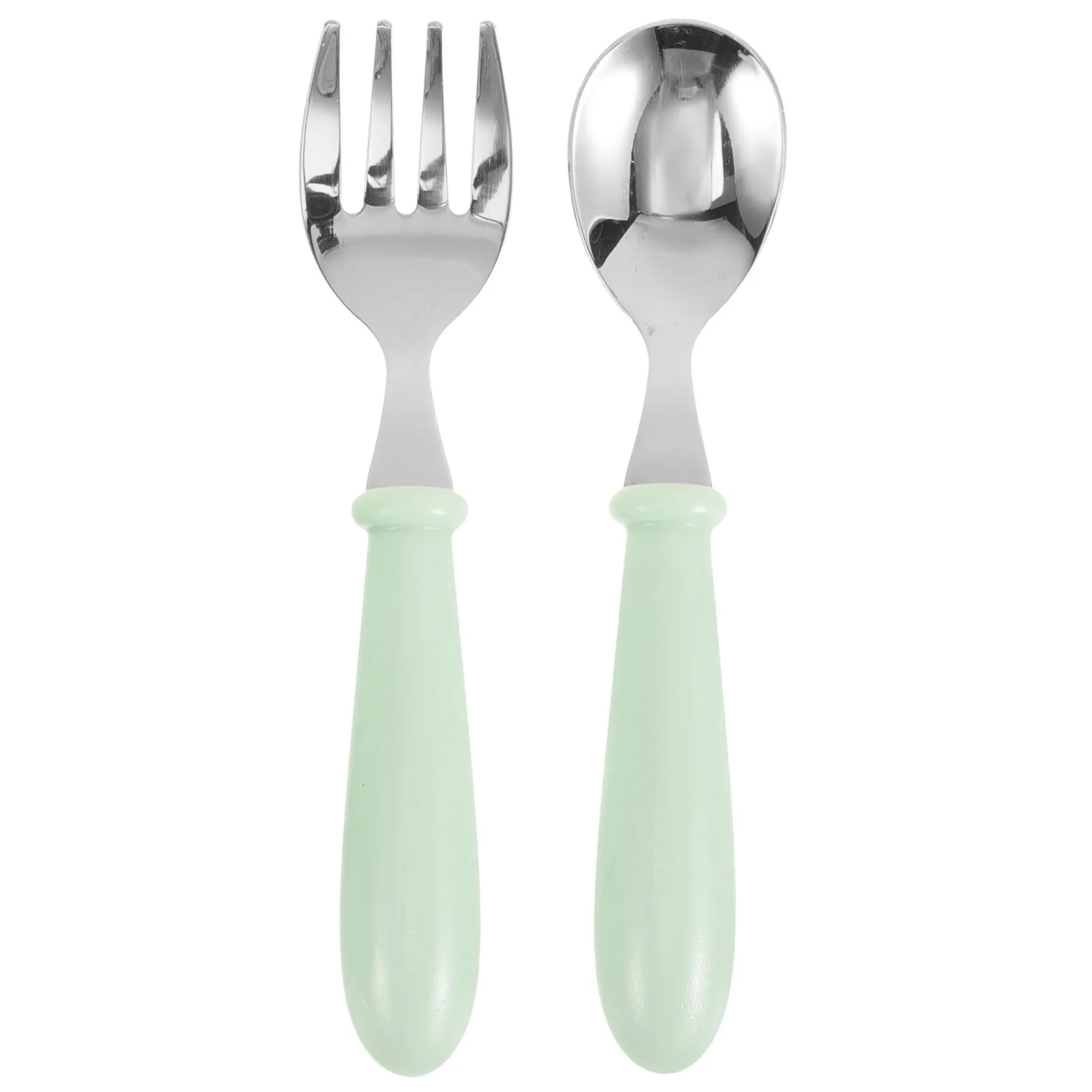 

1Set Spoon Fork Set Stainless Steel PP Material Compact Dining Training Tools Storage Box Included Green