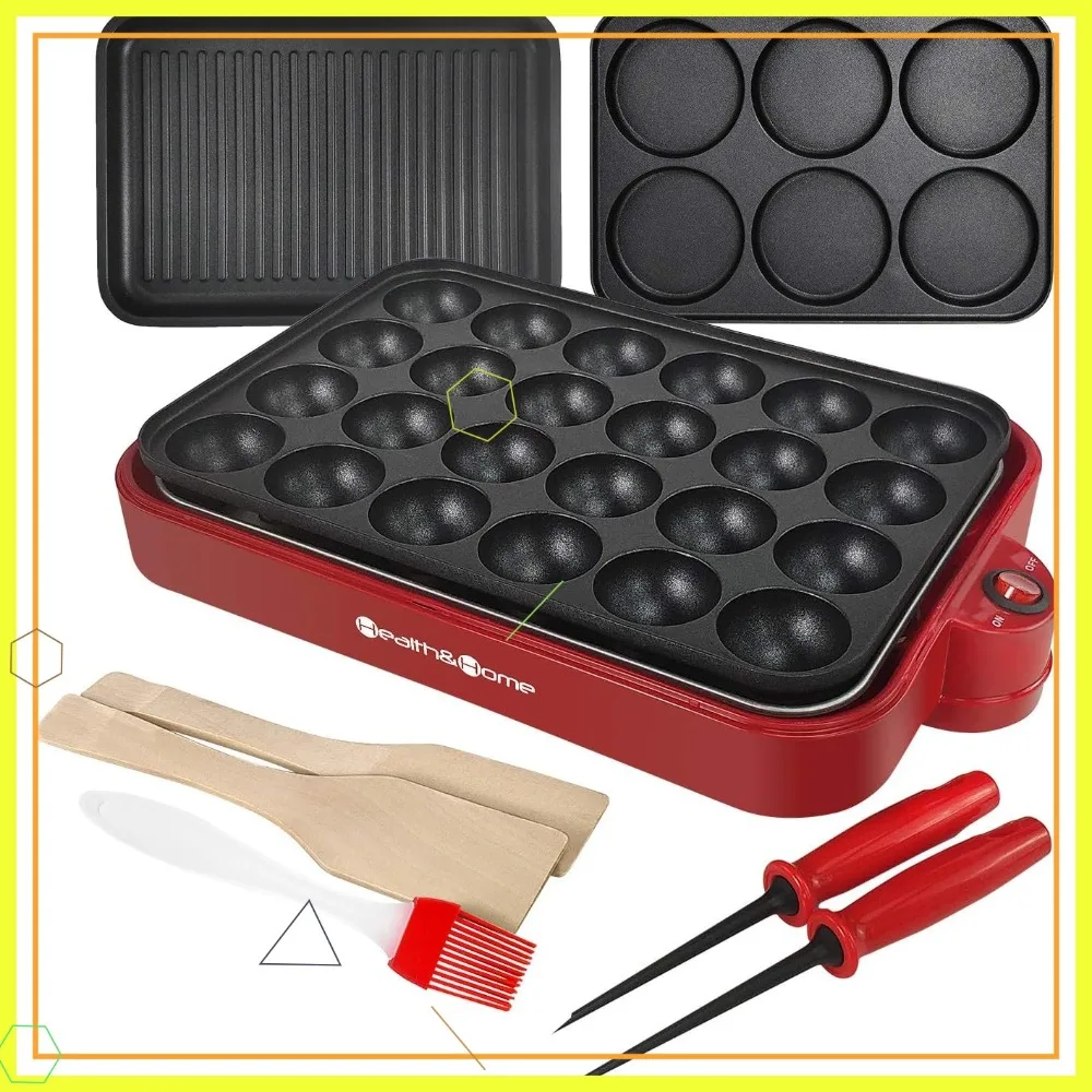 

Multifunction Nonstick Baking Maker with 3 Interchangeable Plates for Grill, Pancake, Cake Pops & Takoyaki