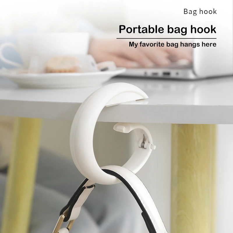 Portable Folding Bag Hook Hanger Purse Handbag Holders Foldable Table Hook Women Handbag Organizer Office Decor Desk Side Hooks