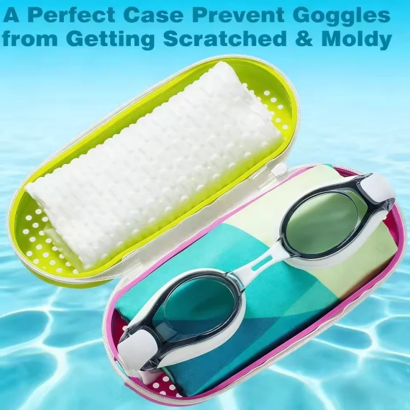 Portable Silicone Swimming Goggle Case Foldable Protective Box Drop Proof Scratch Resistant With Drain Hole Large Capacity