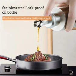 Stainless Olive Oil Bottle Pro Leak-proof Sauce Holder Dispenser Clear Container Can Tool Seasoning Roasting 290ml