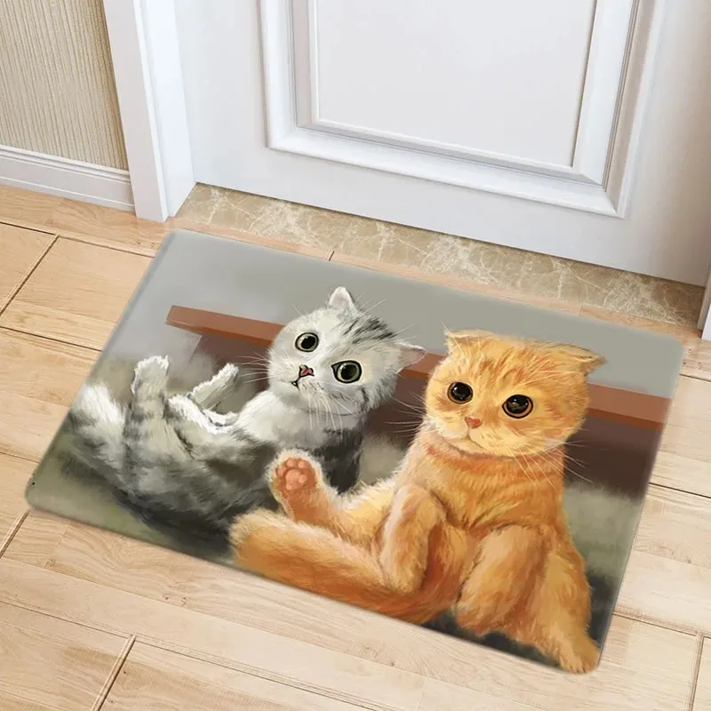 Home decoration entrance door mat cat and dog pattern floor mat bedroom living room corridor carpet bathroom absorbent foot mat