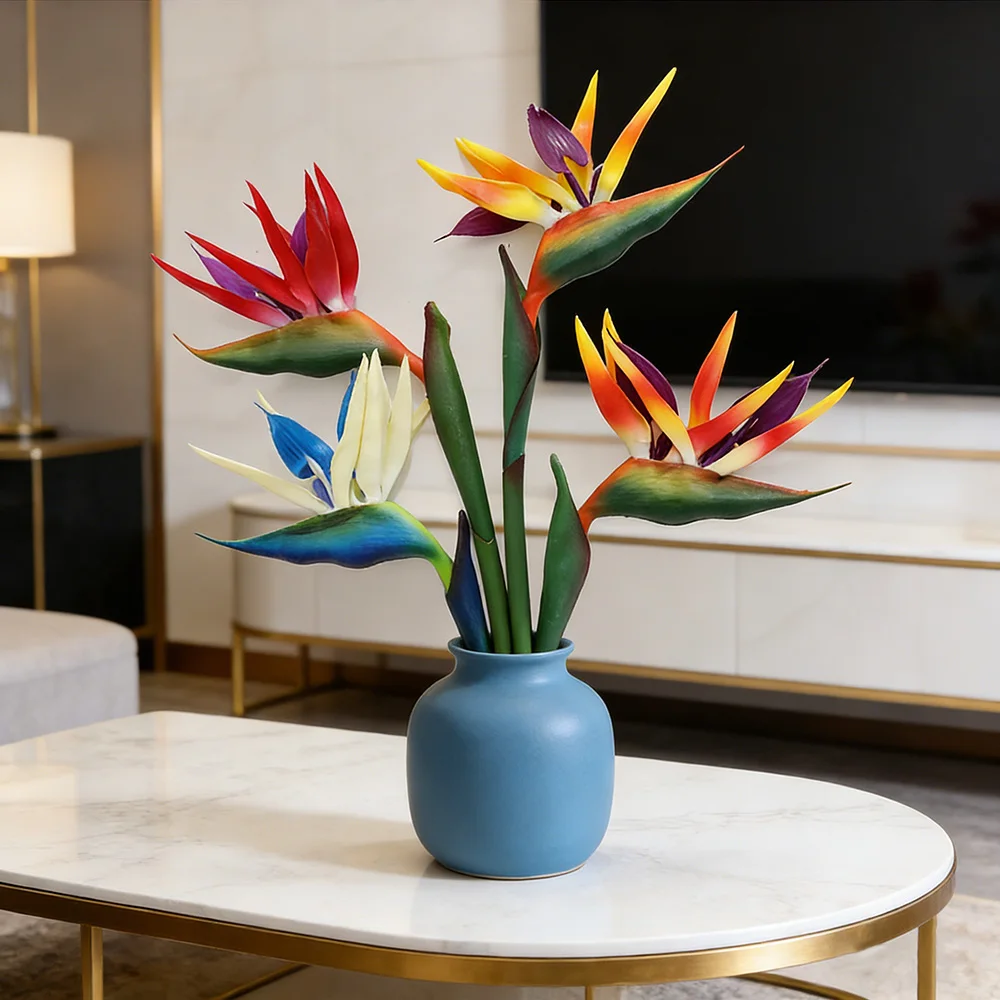 2 pièces de fleurs artificielles de style bohème en forme d'oiseau, fleurs décoratives en plastique avec des branches extra longues pour la décoration de table à la maison.
