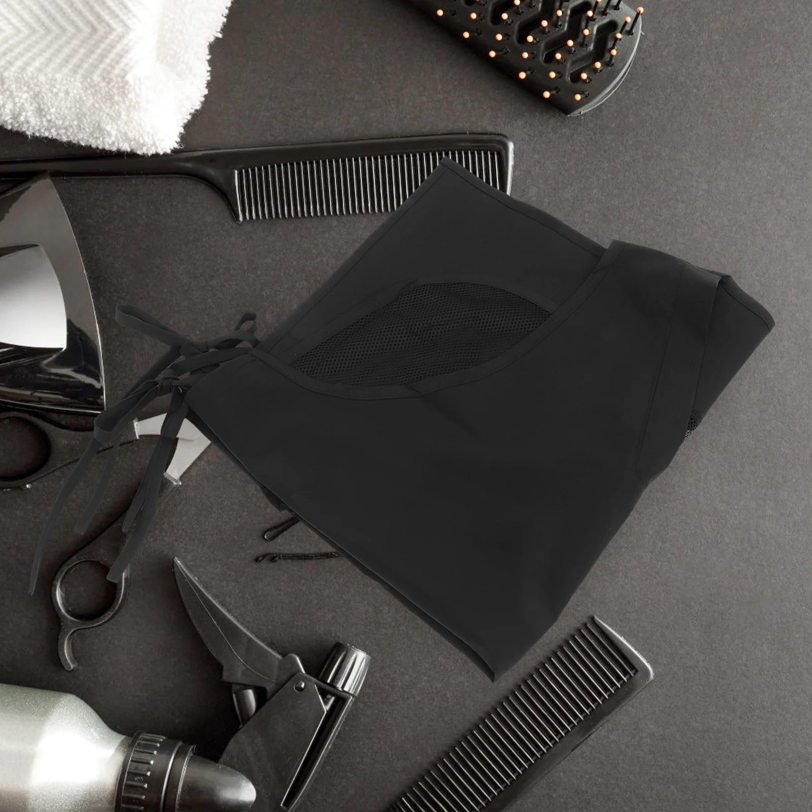 مريلة خلفية شبكية برقبة على شكل V بدون أكمام لتصفيف الشعر ملابس عمل لصالونات الحلاقة مع جيوب فائدة مريلة لصالونات التجميل