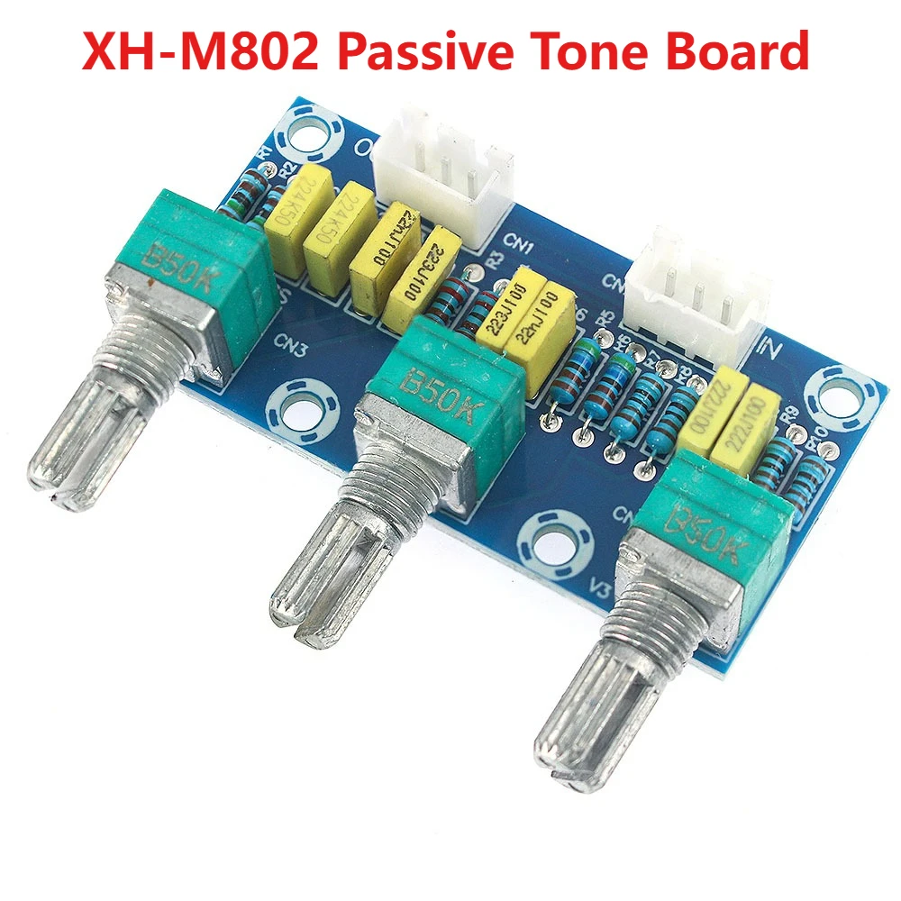 Placa de tono de XH-M802, amplificador pasivo, módulo de potencia preamplificador, ajuste de sonido bajo y alto, placa PCB electrónica electrónica Diy