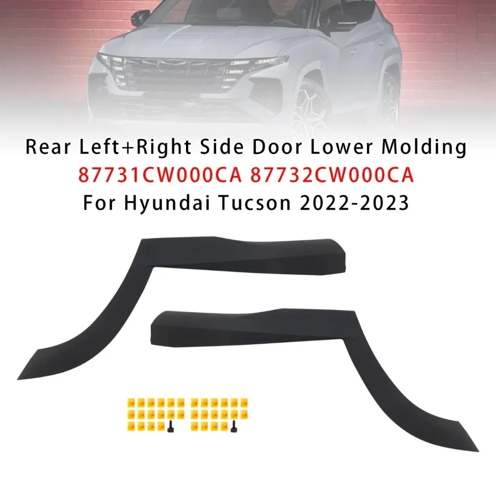 2PCS Car Rear Left+Right Side Door Lower Molding Replacement Auto Parts For Hyundai Tucson 2022-2023