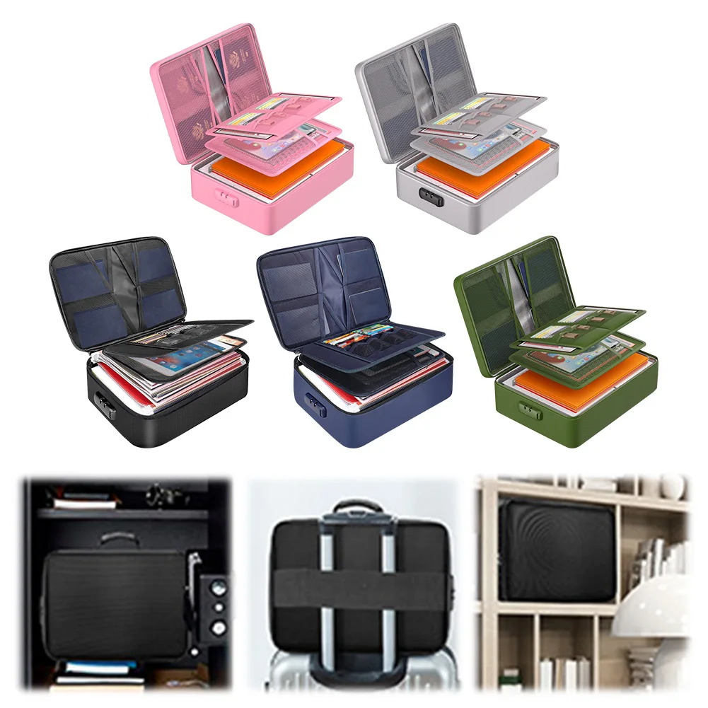 

Fireproof Document Box with Lock Document Organizer Multi-Layer File Organizer Safe Storage Box for Important Documents