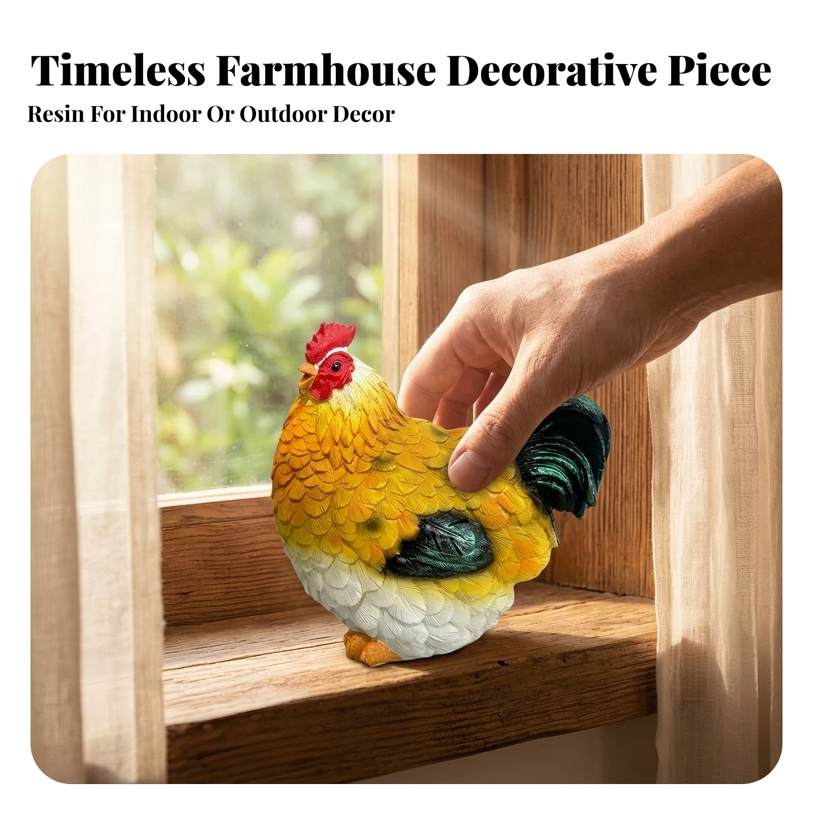 Chicken Figurine Country Chicken Statue Sculpture Cute Decor Compact for Garden, Courtyard