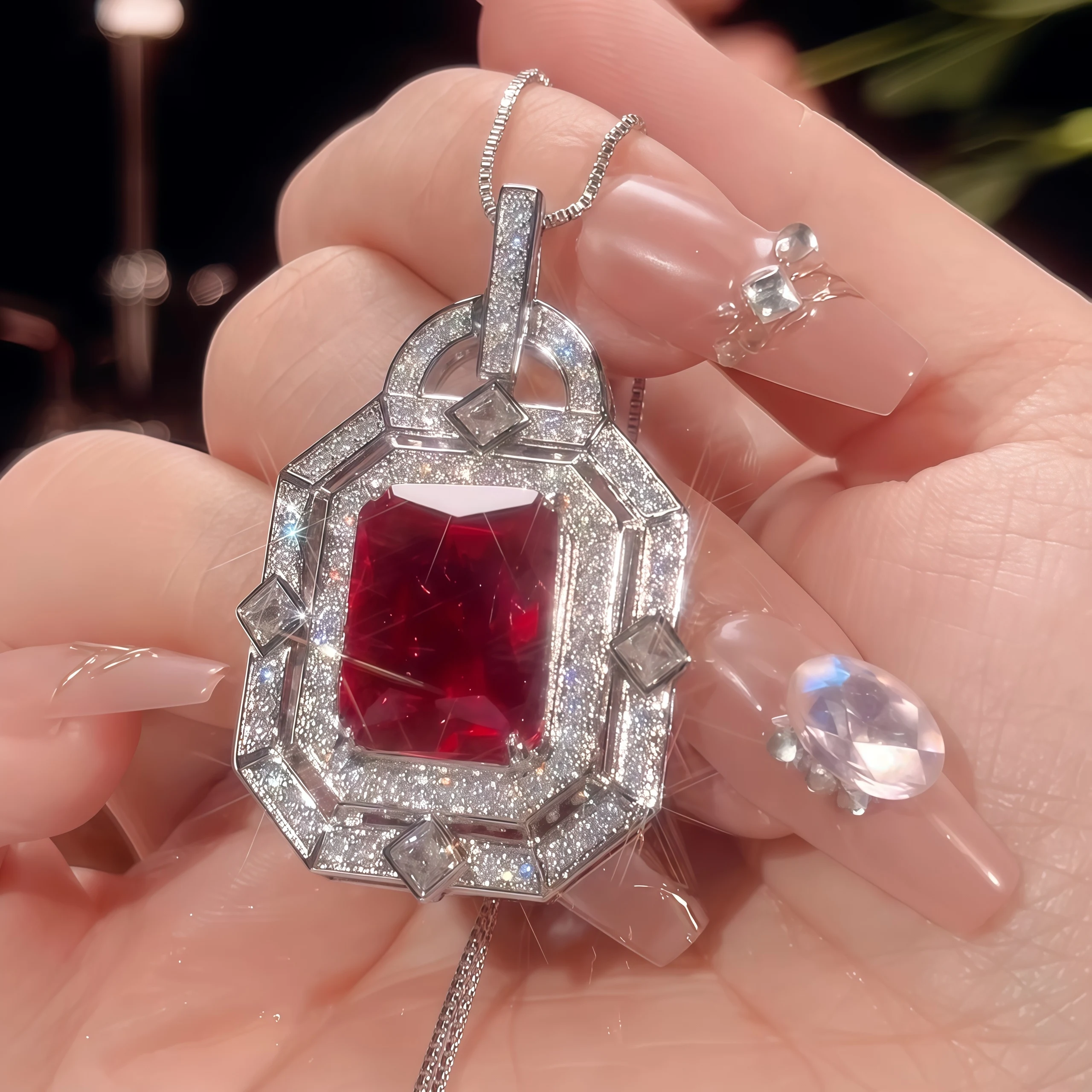 

WENXIN Brand MUSHAN MCT New Fashion Square Top Grade Simulated Luxury Diamond Pendant Necklace Jewelry Fashion Jewelry