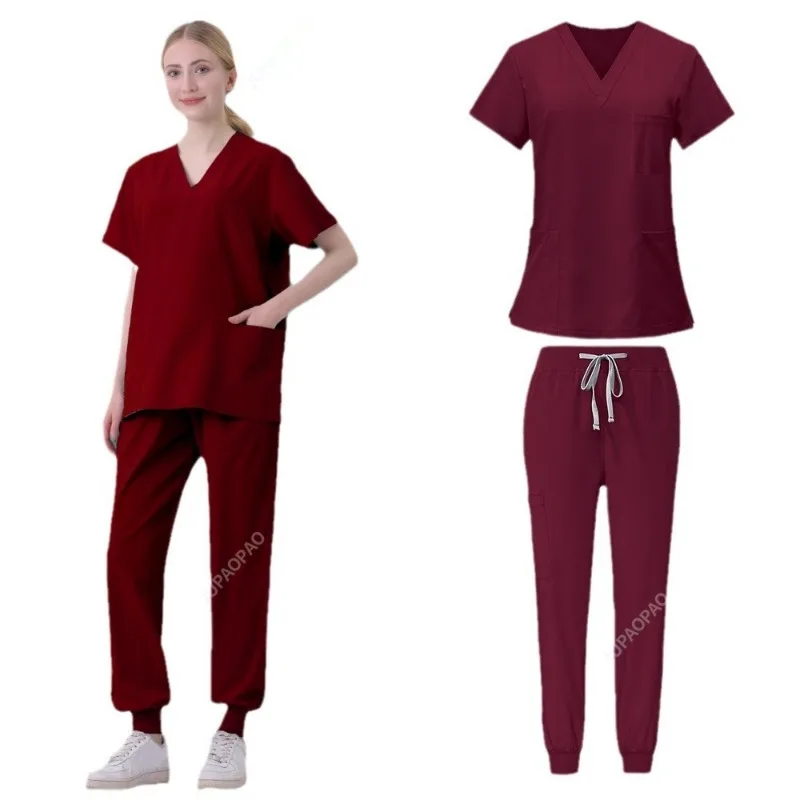 Multicolor Scrubs Uniform Short Sleeve Tops+Pants Nursing Uniform Women Pet Shop Doctor Scrub Medical Surgery Workwear Scrub Set