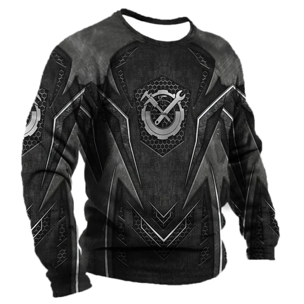 

Long Sleeve T-shirt Mechanic Pattern Vintage Men's Long Sleeves T -shirt Men's Clothing 3D printing Spring and Autumn Casual