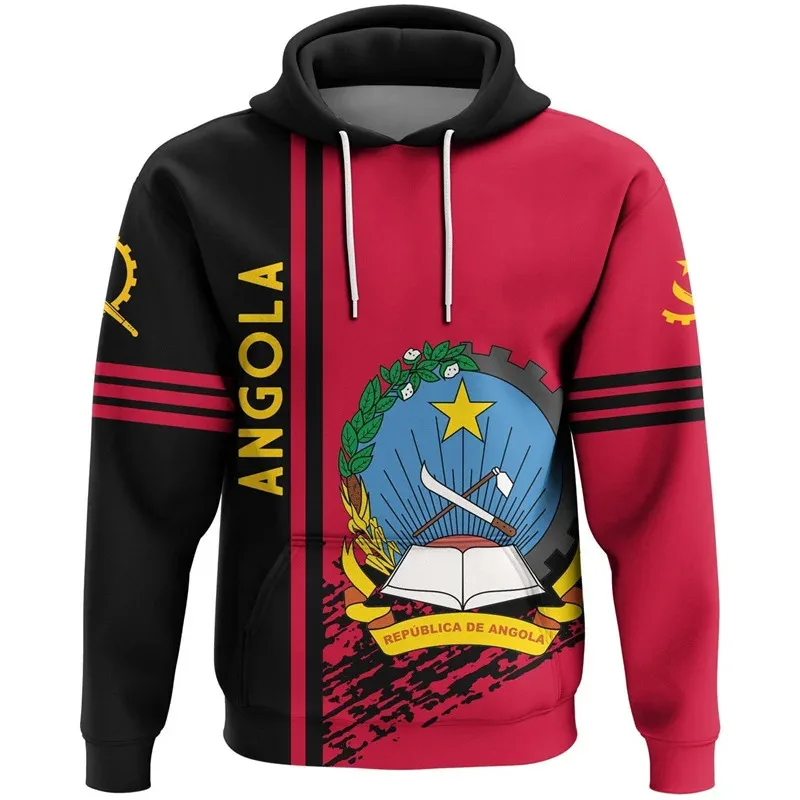 1 Piece Custom Your Picture Angola Flag National Emblem 3D Printing Hoodies For Men Long Sleeve Streetwear Sweatshirts Loose Spo