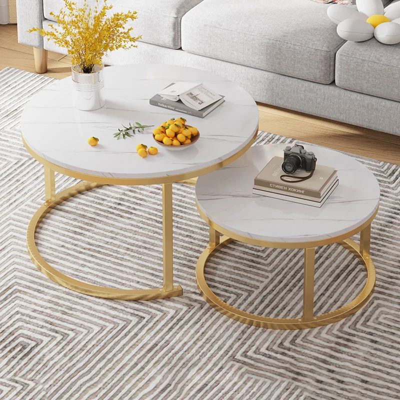 Living Room Coffee Table Set Luxury Metal Legs Sofa Side Coffee Table Aesthetic Round Luong Mobili Per La Casa Korean Furniture