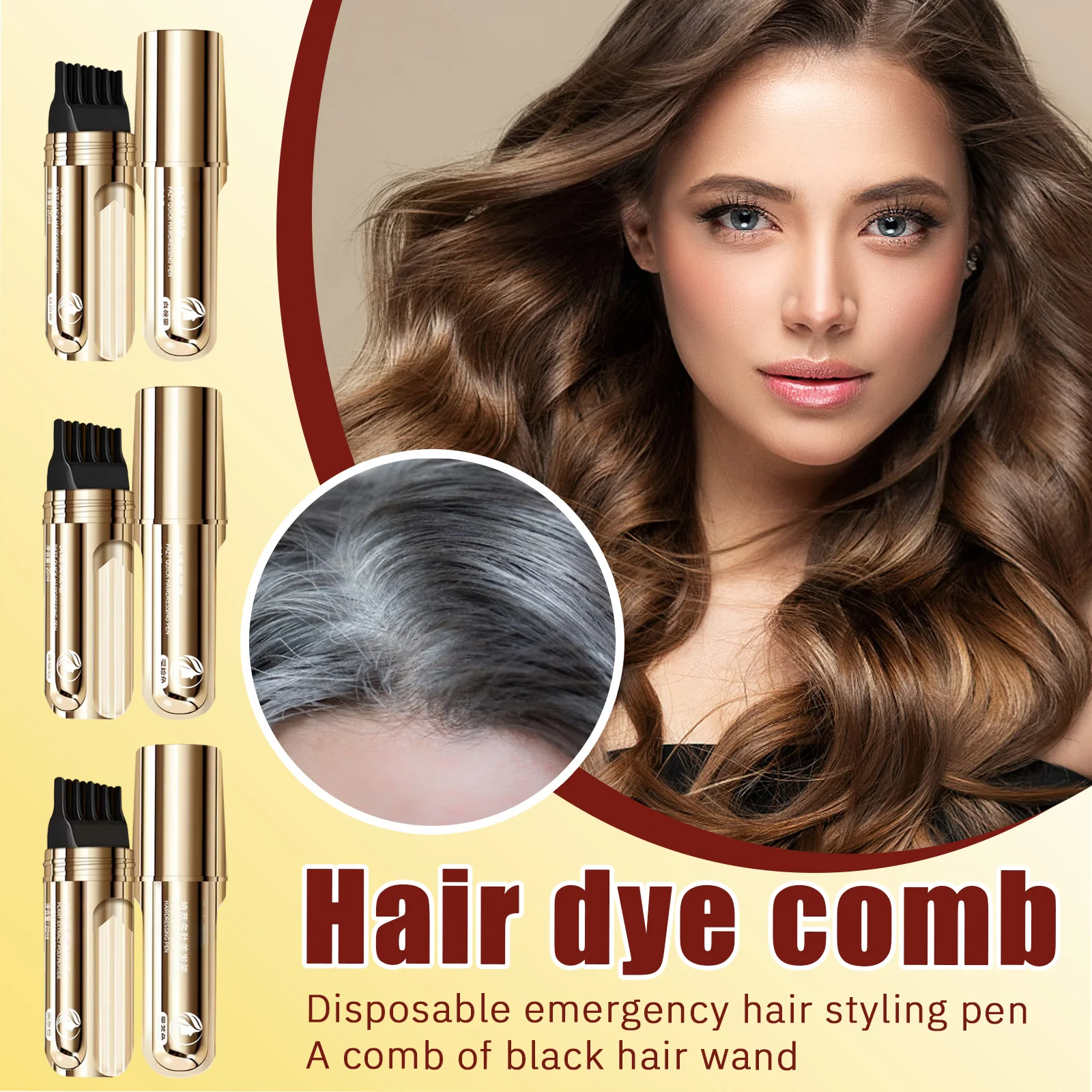 

Temporary Hair Wand With Comb, Temporary Complementary Color Stick, Hair Color Cream Portable Hair Color Brush 20ml