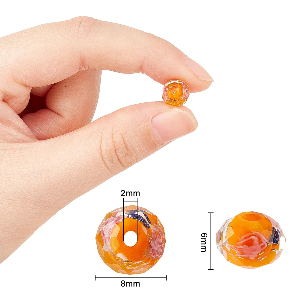 70Pcs 8mm Gold Sand Lampwork Beads Glass Handmade Round Loose Beads Lampwork Beads Supplies for Rosary Making Jewelry Craft