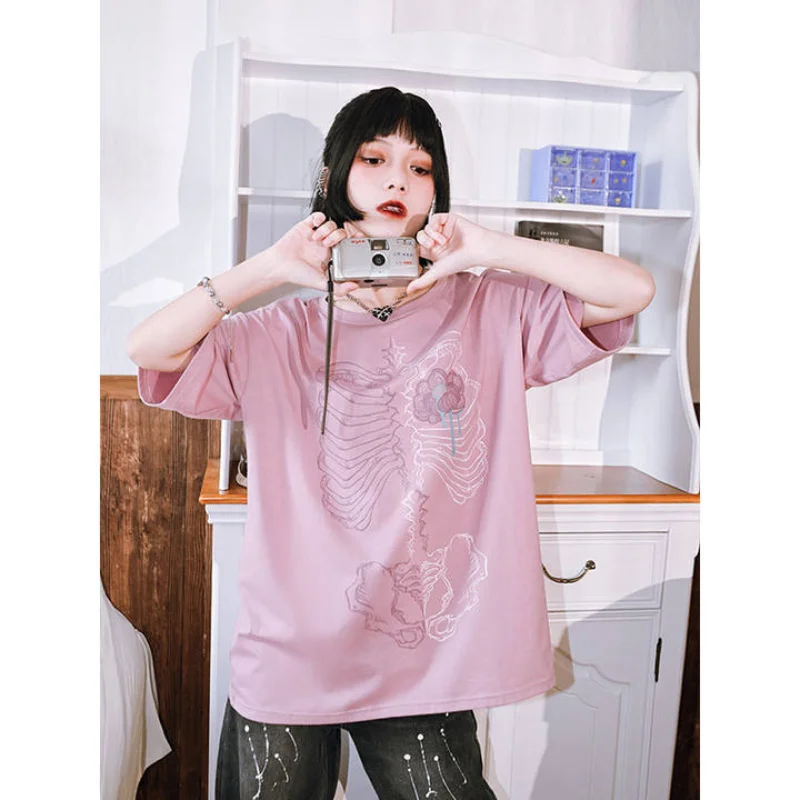 

Summer Short sleeved T-shirt Women's Trendy New Summer Dark Loose Half sleeved Women's Top Hoodie