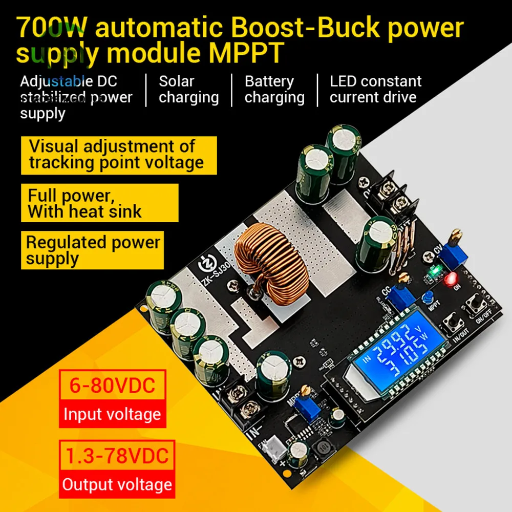 ZK-SJ30 700W High Power Auto Boost Power Module Synchronous Rectifier 30A Solar Charging MPPT