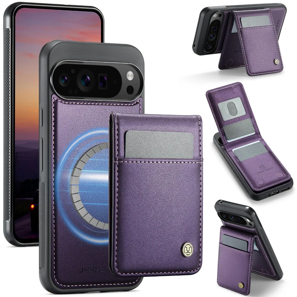 

Solid Color Phone Cover for Google Pixel 10 9 Pro XL/Pixel 9a with Back Detachable Vertical Flip Wallet Card Case