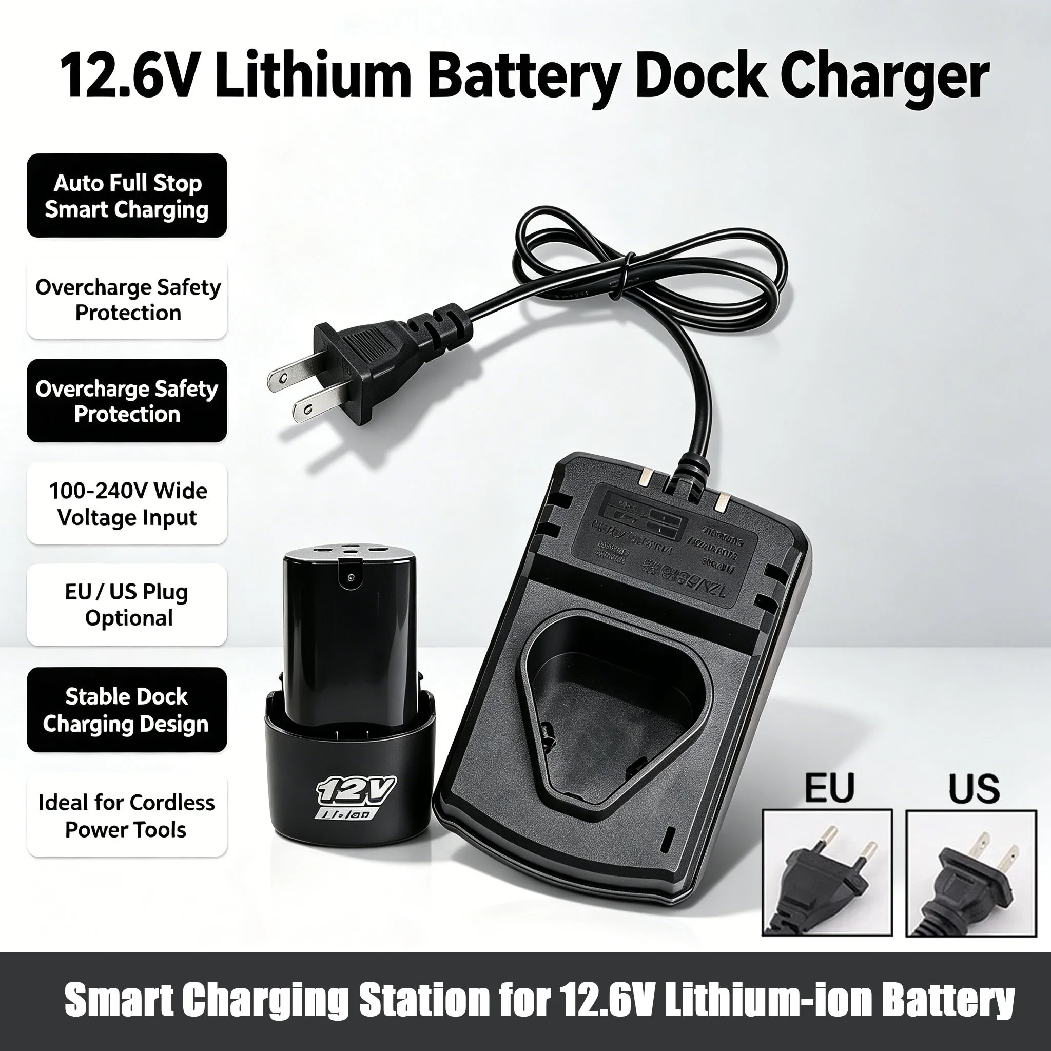 12V/12.6V Universal Electric Drill Charger US/EU Li-lon Rechargeable Charger Support 100-240V For Drill Electrical Wrench Tool