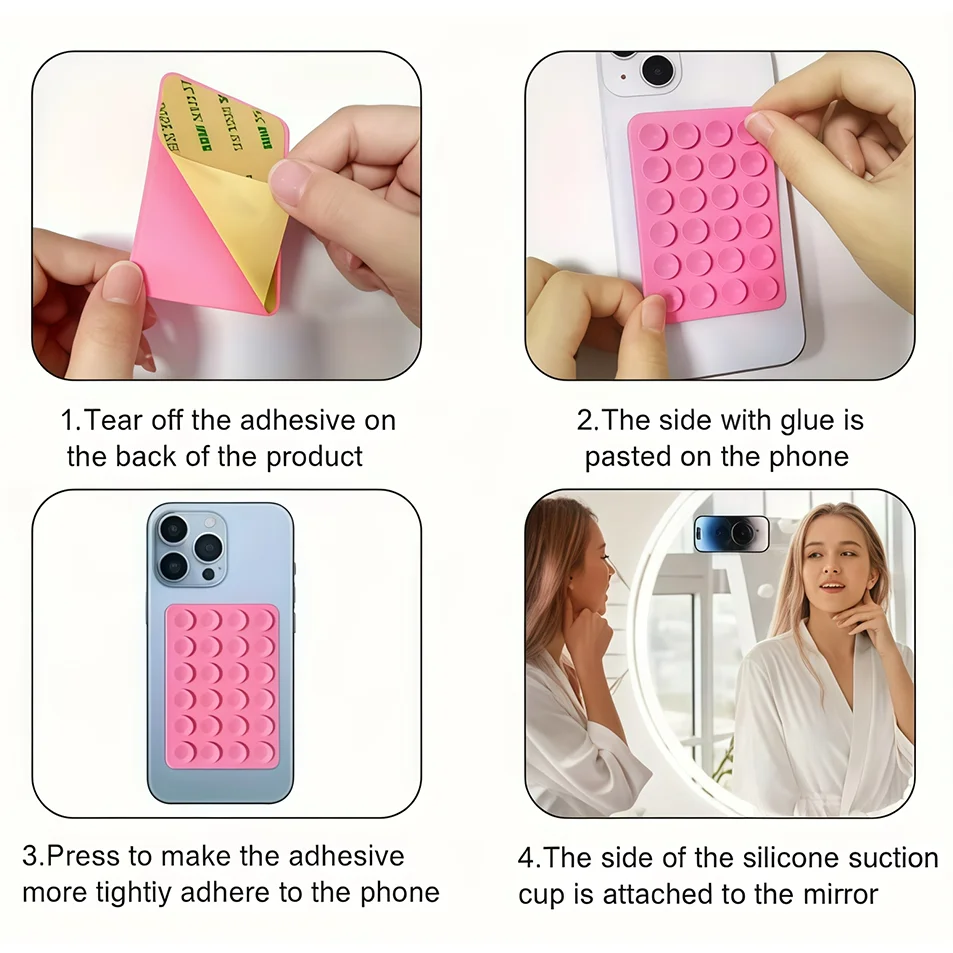 2026 New Silicone Suction Phone Holder Multifunctional Suction Cup Mat Wall Stand Anti-Slip Single Sided Case Mount Stickers