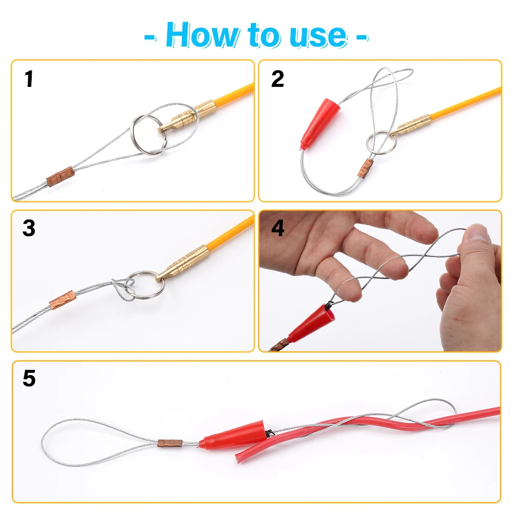 Extractor de Cable de fibra de vidrio, 10 Uds., Dia.4mm, 33/45cm, Kit de Cable de carrera, varillas de instalación de pared de Cable eléctrico, herramienta de cableado