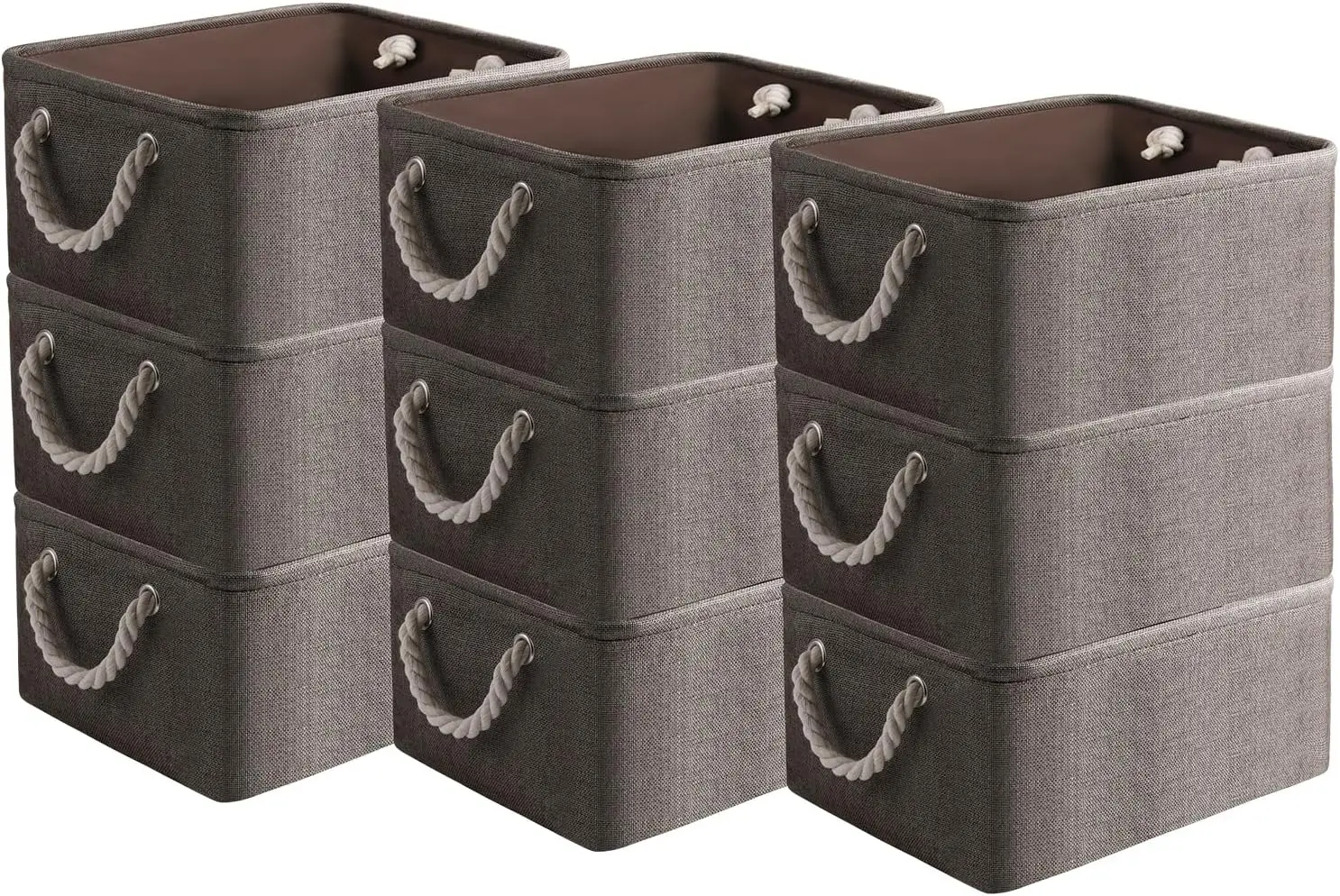 9 Pack Storage Basket Bins & Decorative Baskets Fabric Storage Cubes Containers Bulk W/Handles