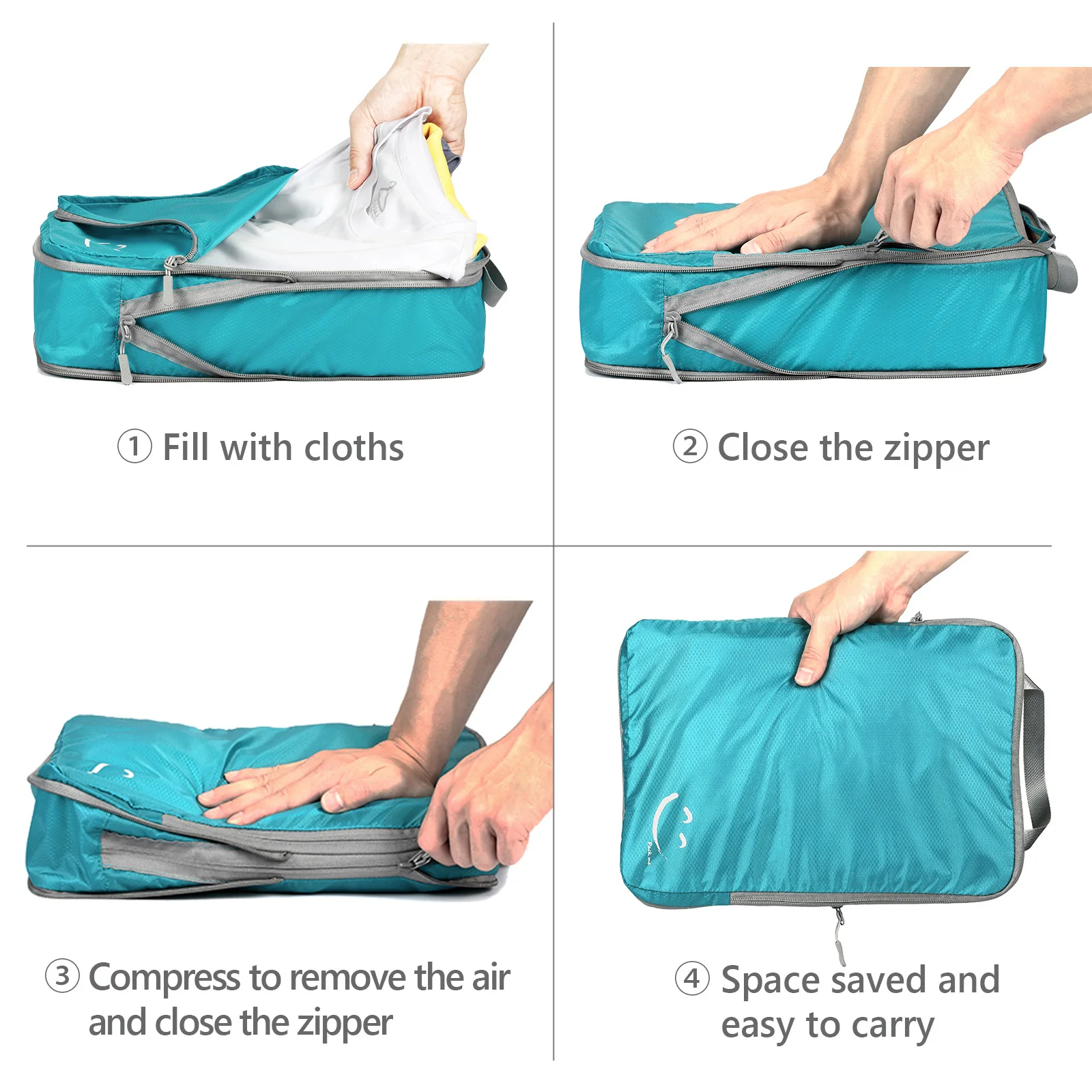 4PCS Compression Packing Cubes Set Travel Luggage Organizer Accessories Extensible Storage Bags Travel Cubes Foldable Suitcases