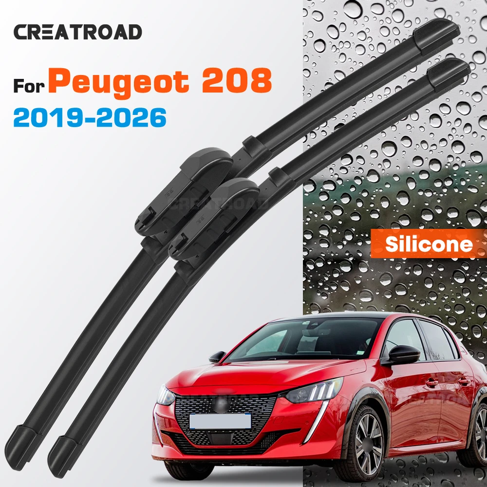 

Silicone Wiper Blades Fit For Peugeot 208 P21 MK2 2019-2026 Coated Silent HD Wear-Resistant Car Windshield Wipers 24"+16"