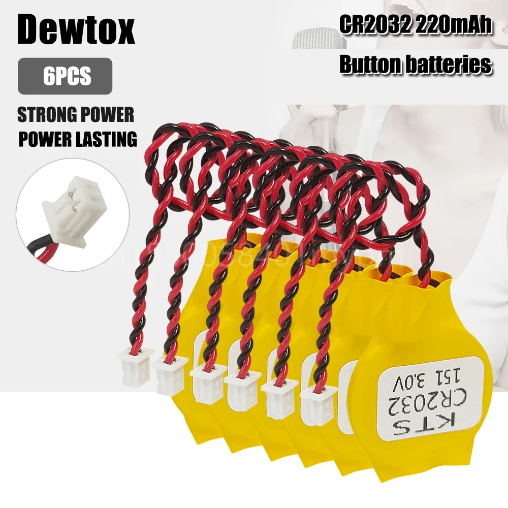 6 قطعة dewox CR2032 3 فولت اللوحة CMOS قطاع خط بطارية ليثيوم لأجهزة الكمبيوتر المحمول سطح المكتب اللوحة الأم