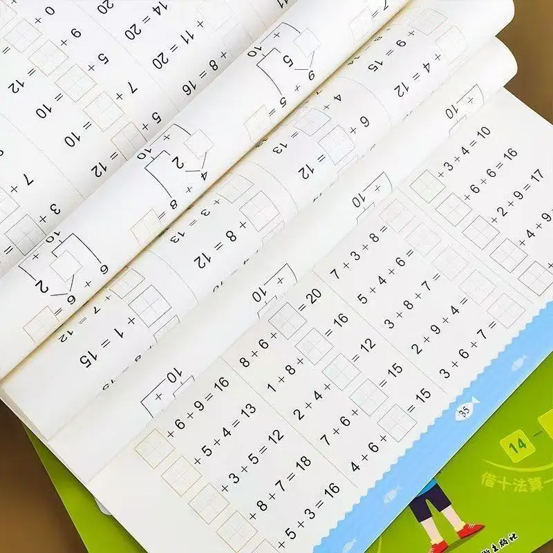 62 Pages/Book Addition and Subtraction Children's Learning Mathematics Workbook Handwritten Arithmetic Exercise Books Notebooks