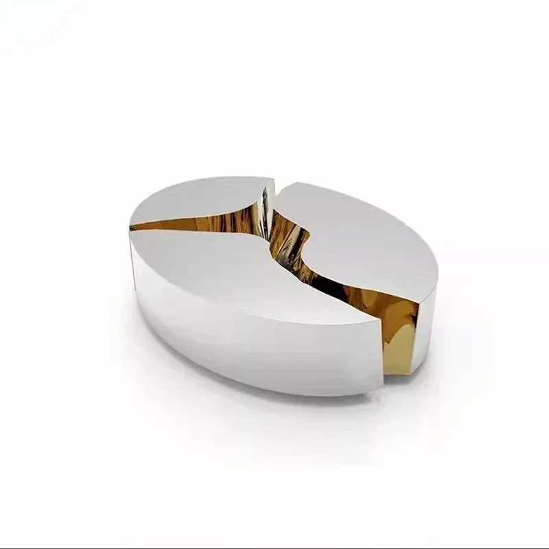 Italian art metal coffee table crack small table small coffee table designer mansion villa special-shaped Internet