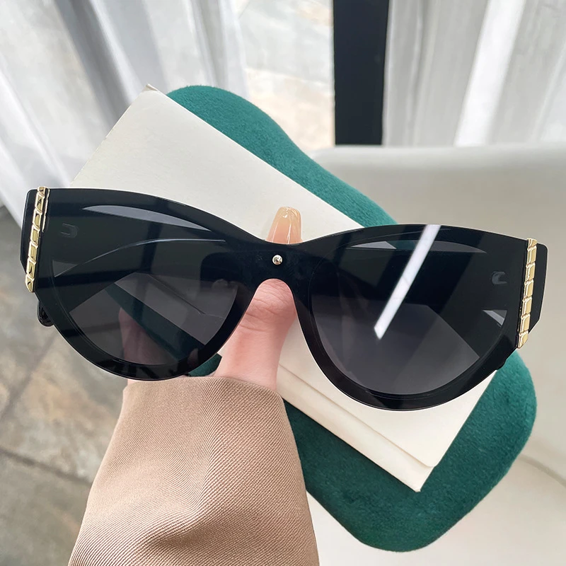 Nuovi occhiali da sole senza montatura Cat-Eye per donna Occhiali da sole di lusso leggeri con lenti monopezzo Viaggi all'aperto Guida Tonalità di fascia alta