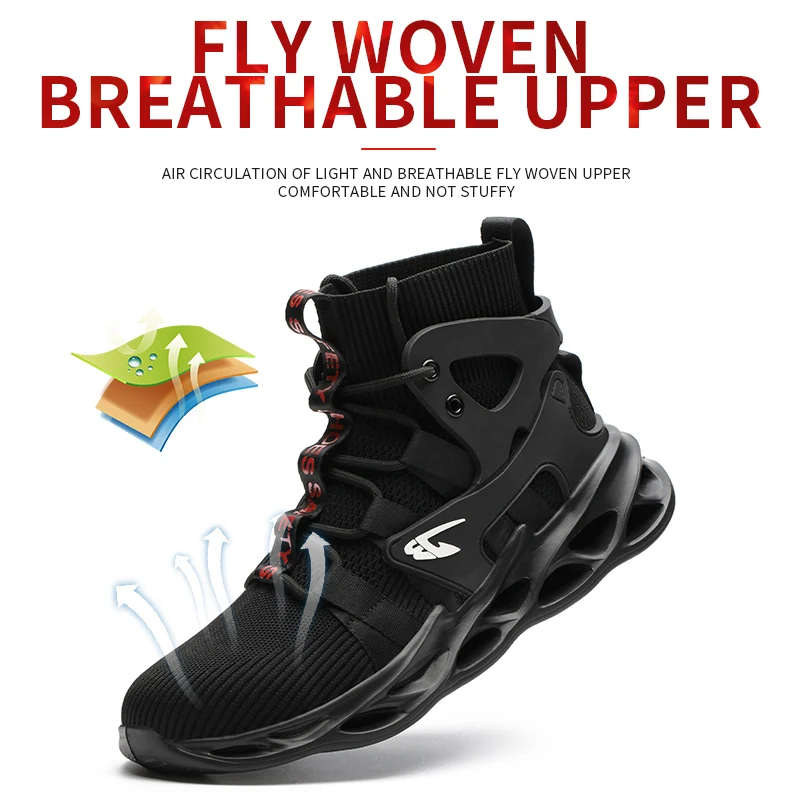 Lightweight Safety Shoes for Man Breathable Work Men Anti-stab Anti-smash Sneaker Safety Boots With Steel Toe Fashion Work Shoes