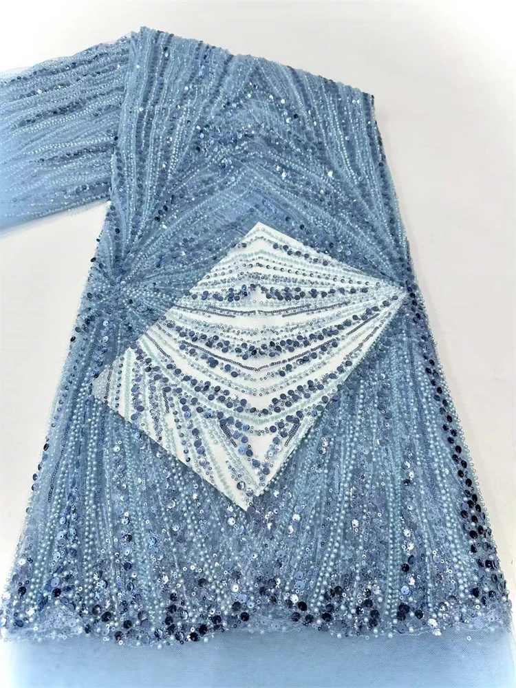 Африканский тюль с блестками, кружевная ткань 2025 г., высококачественное кружево, французская роскошная сетчатая кружевная ткань с бисером, нигерийская ткань для женщин, свадебные платья