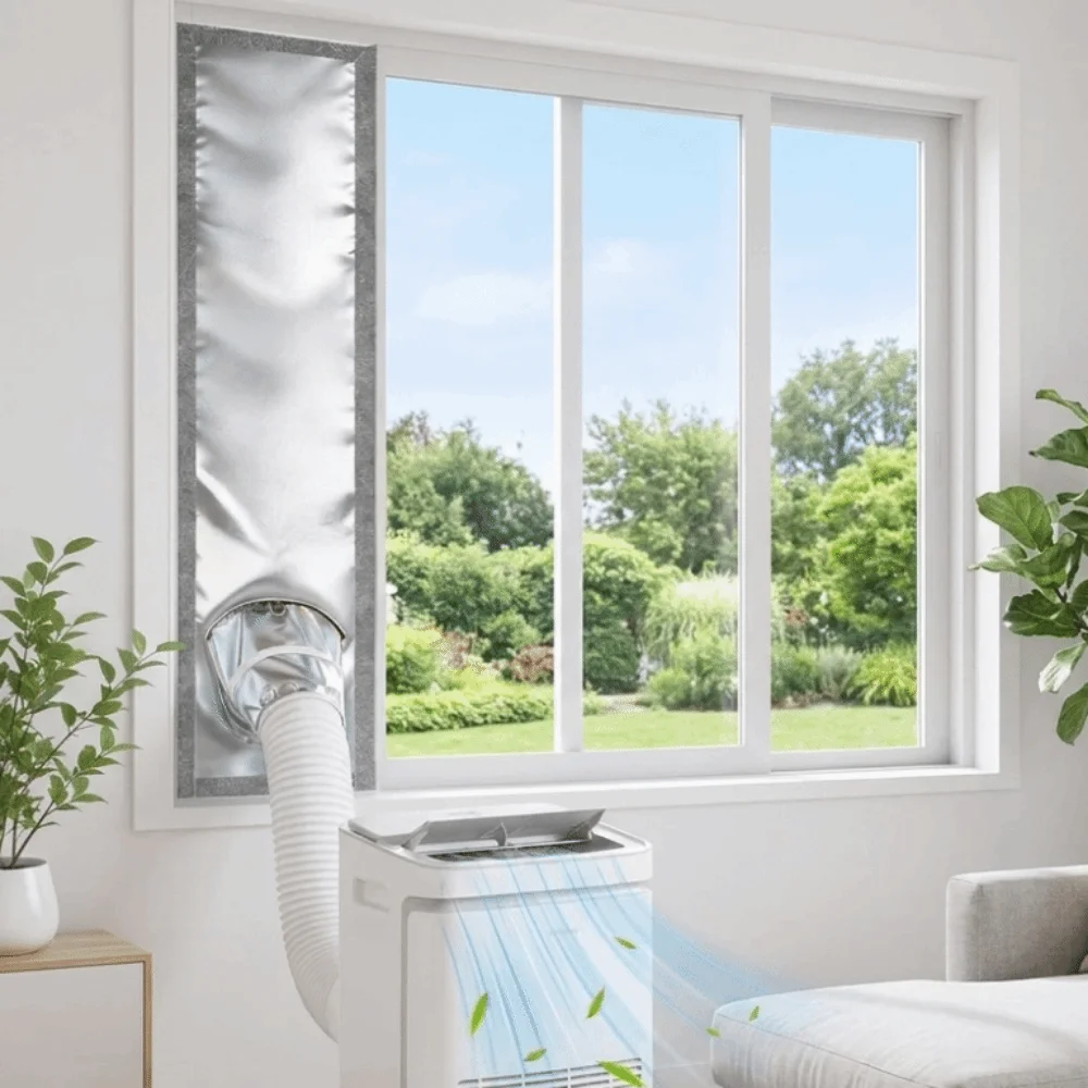 Oxford Cloth Air Conditioner Seal Cloth Thick Silver Coated Efficient Cooling Retention AC Window Seal Kit Shading Dust-proof