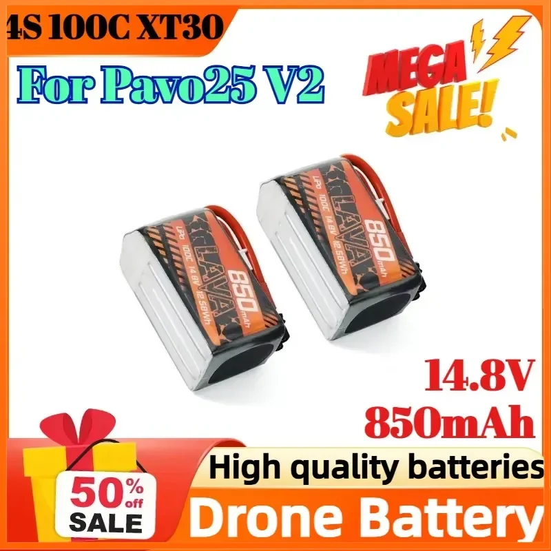 4S 100C XT30 14.8V 850mAh LAVA Series LiPo Battery for Pavo25 V2 Drone Battery